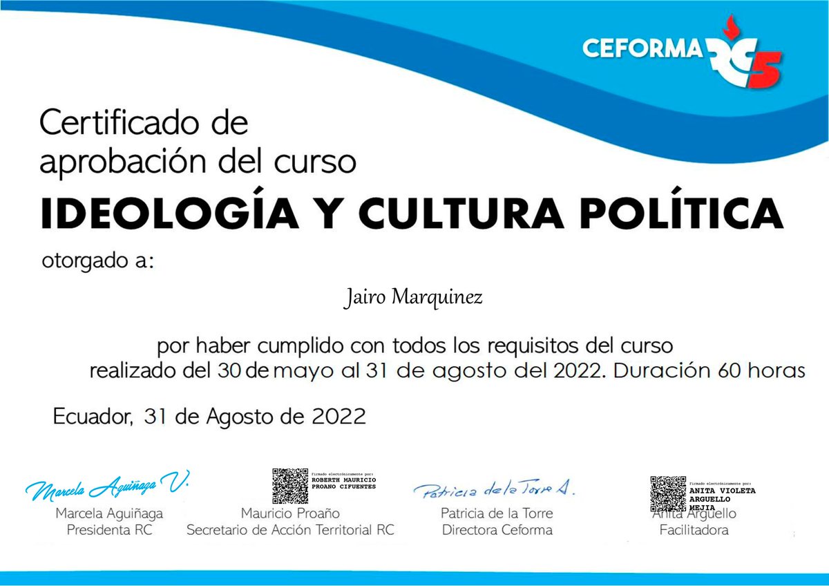 jairomarquinez's tweet photo. Entrega de certificados del curso en ideología y cultura política de parte de #CEFORMA
Un honor ser parte de este proceso formativo que lleva la @RC5Oficial
"Quisieron enterrarnos y no entendieron que somos semillas"🌱.
@MashiRafael
@marcelaguinaga https://t.co/lb1qsQaAcu