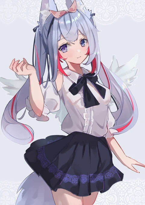 そしてもう一枚も #skeb が来た!こちらはⓎⓊⒾさん()にお願いしてみました!クールなしぐさに似合うコーデが良い!このレーススカートは中々いいね!(VRでやるとテクスチャ解像度が大変なことになるかな…?)素敵なイラストありがとうございます! 