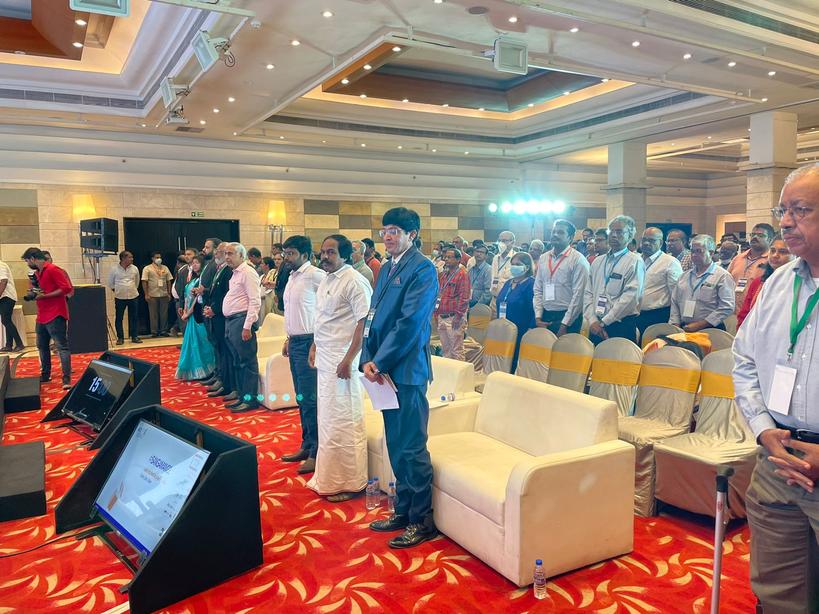 JselviP's tweet photo. #SANGAMAM22 #PMOT #PMI #PMICC #PMICHENNAI #PMIR11 #leadership @pmichennai @pminstitute  The chief guest for the day. Very excited to hear from the thought leaders https://t.co/bit7rlUxxa
