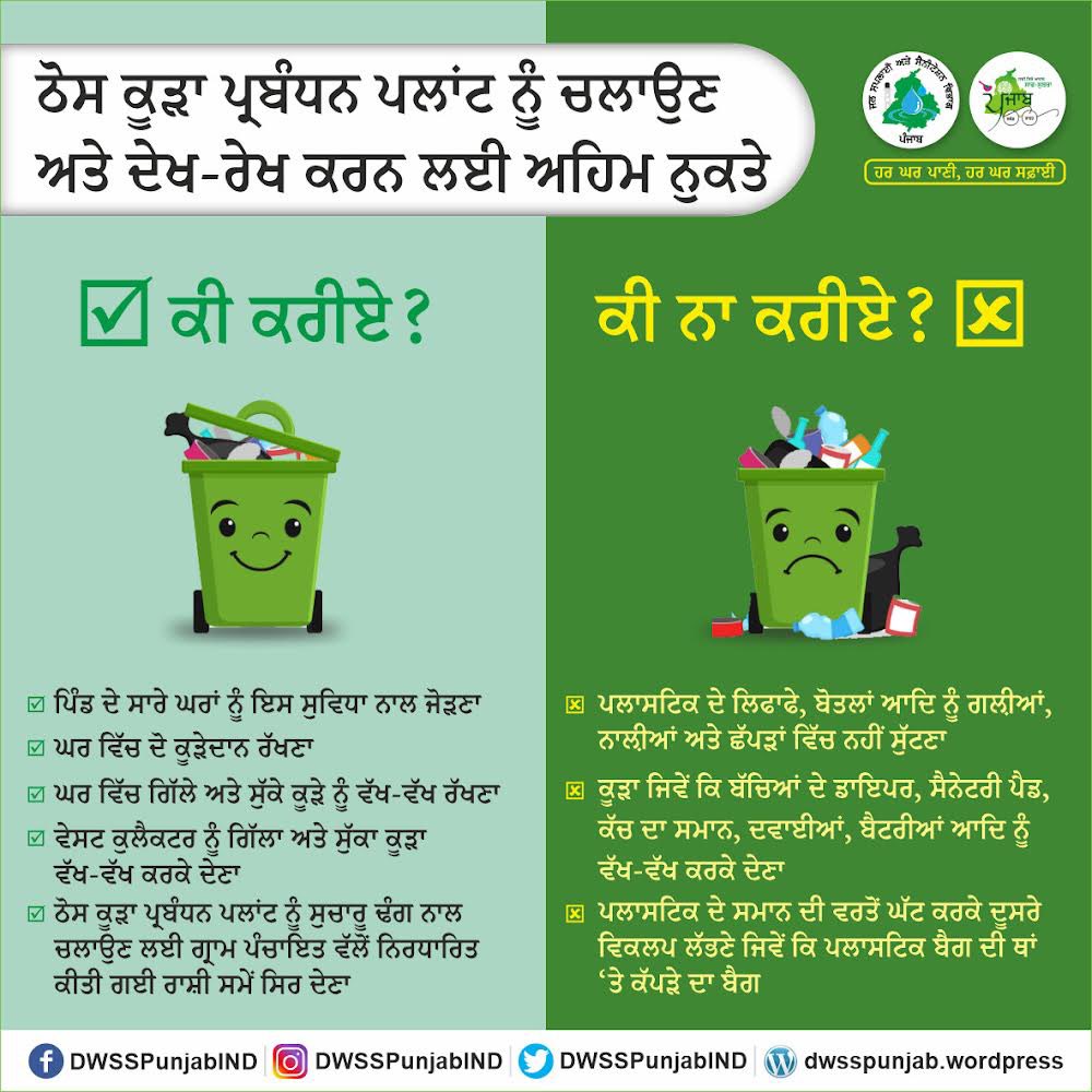 DWSSPunjabIND's tweet photo. ਪਿੰਡਾਂ ਵਿੱਚ ਠੋਸ ਕੂੜਾ ਪ੍ਰਬੰਧਨ ਪ੍ਰੋਜੈਕਟ ਨੂੰ ਚਲਾਉਣ ਅਤੇ ਰੱਖ-ਰਖਾਅ ਸੰਬੰਧੀ ਕੁਝ ਅਹਿਮ ਨੁਕਤੇ l
…
Some important points for operation and maintenance of solid waste management project in a villages. 

#wastemanagement #SwachhBharatMission #dwsspunjab https://t.co/Zh0XuFBkOY
