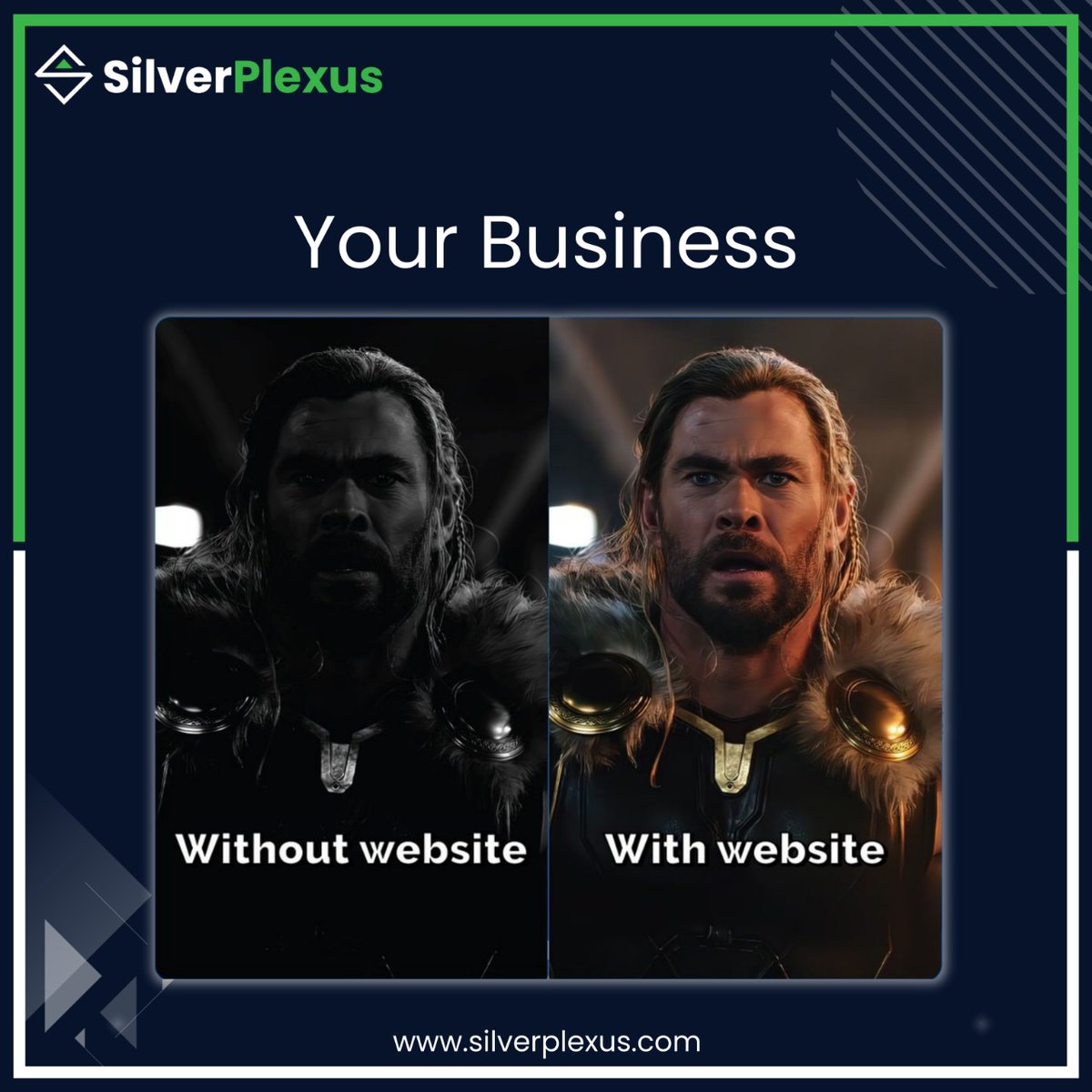 SilverPlexus's tweet photo. “Guess what?” In the nowadays era, websites are important for your business to show your brand vision, identity &amp; values. You are OUT if you don't have a website to show your company worldwide. 

Level up your business and brand with a website now.
DM or call at +91 7986-837-211 https://t.co/dVvUfGoAij