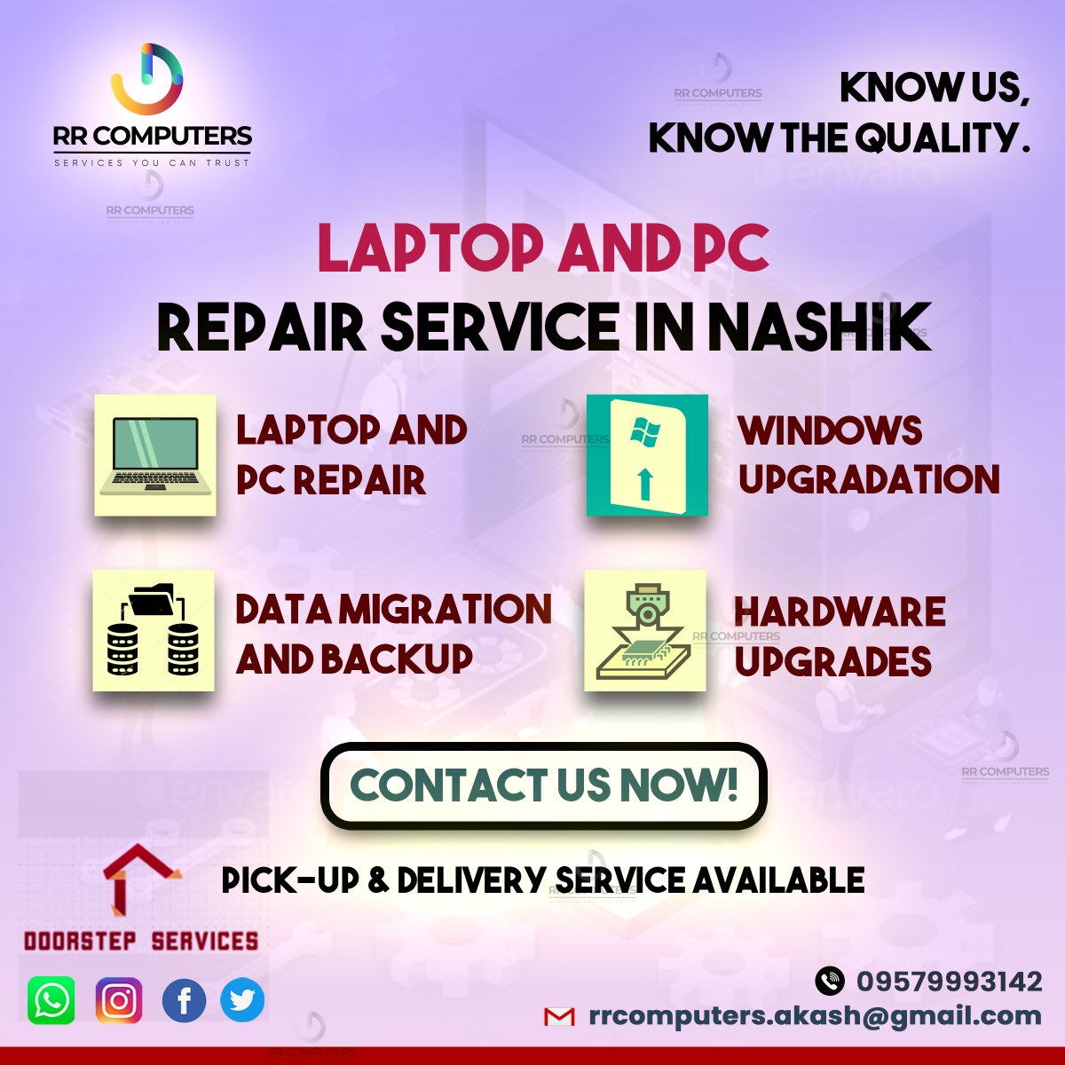 RR_Computers's tweet image. Have Laptop Problems? 
RECEIVE INSTANT SERVICE 
 Laptop &amp;amp; PC Repair 
 Windows Upgradation
 Data Migration &amp;amp; Backup 
 Hardware Upgrades
 Home &amp;amp; Office Networking

Contact Us On :
 📲 9579993142
 📲 8855093142
#RRComputers #ComputerSalesandService 
#ComputerRepairInNashik
