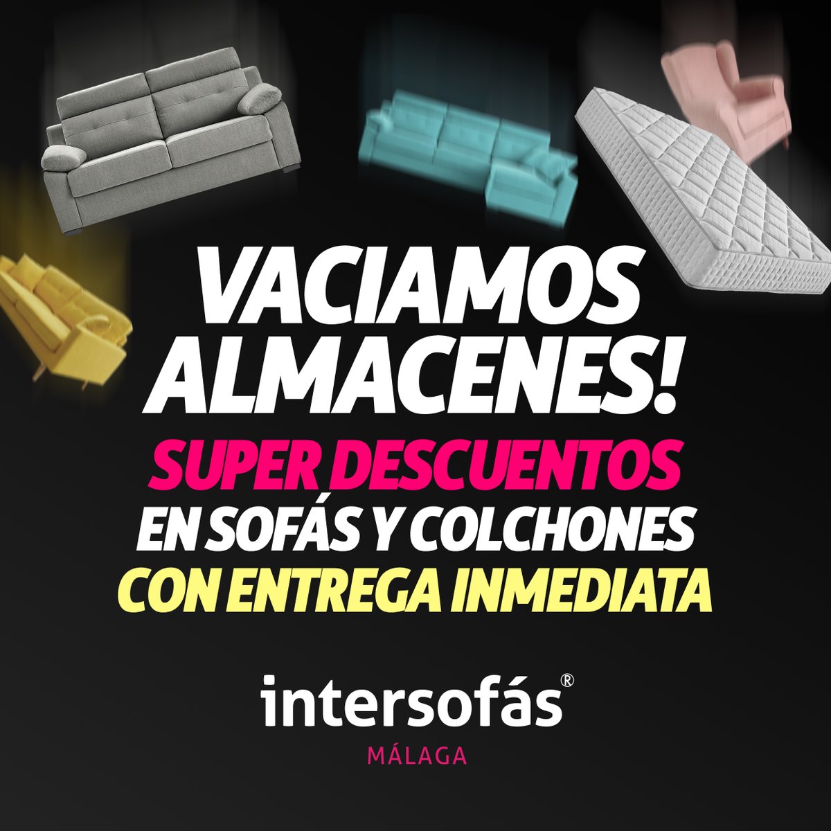 Intersofas_MLG's tweet photo. 💣💥 ¡VACIAMOS ALMACENES! Ven a Intersofás® Málaga y descubre cientos de sofás y colchones con SUPER DESCUENTO y ENTREGA INMEDIATA. ¡Aprovecha, muy pocos días!

https://t.co/SkV0bnv3Mh https://t.co/9Hd4lES6fs