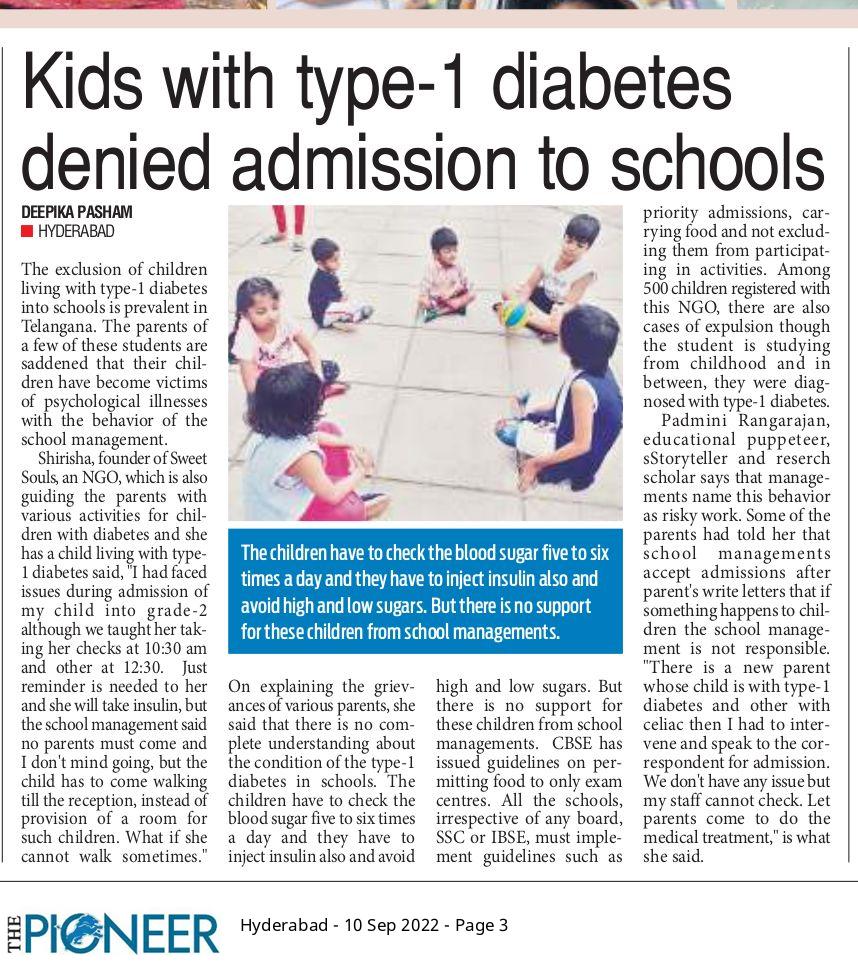 Students are helpless when teacher is around?  The parents of children living with Type 1 diabetes request for support on admitting them in school and implement guidelines in institutions <a href="/sirisharma5/">Sirisha Mantha</a> <a href="/sphoorthipuppet/">SphoorthiTheatre</a>