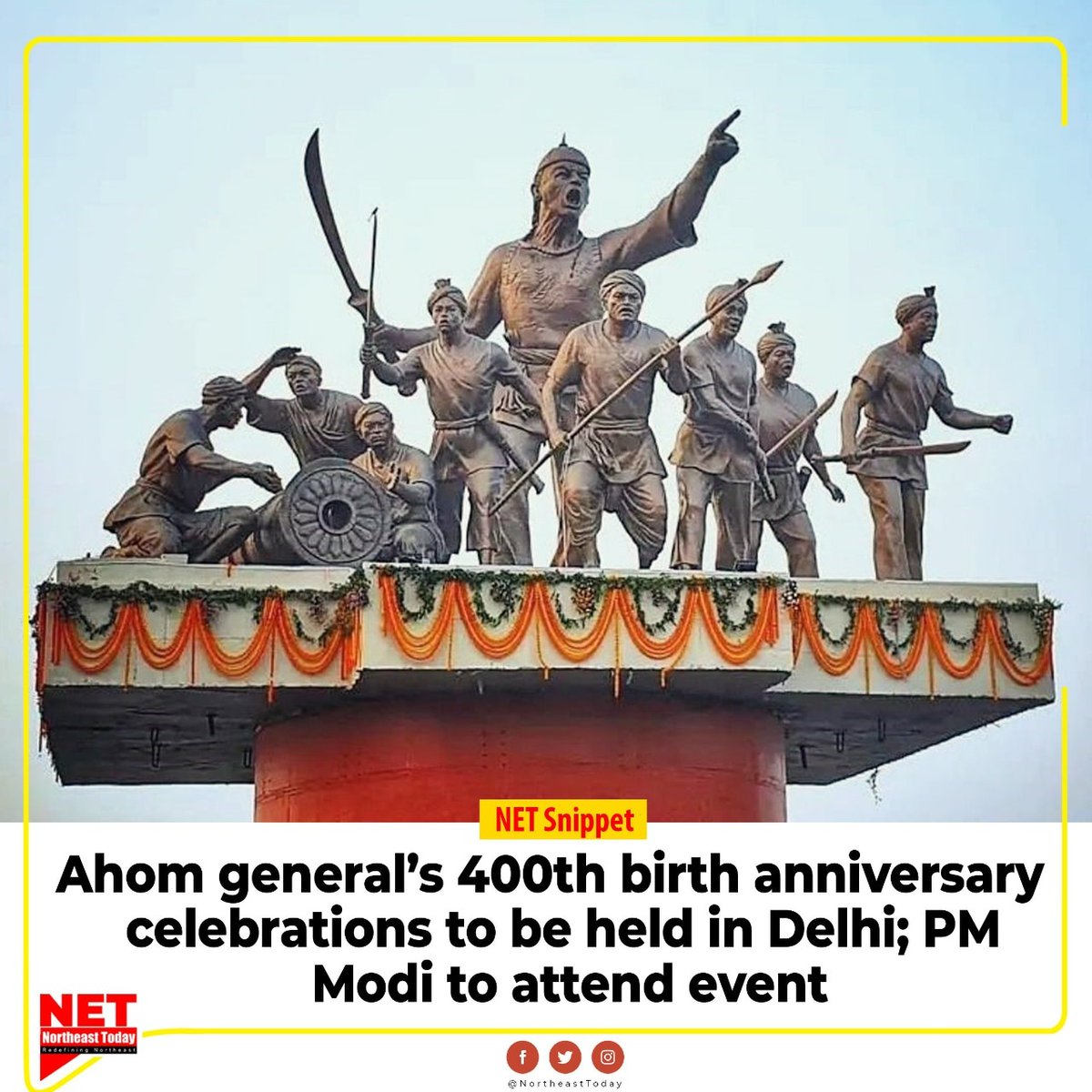 NortheastToday's tweet photo. #Assam | The Government of Assam is planning to hold the concluding function of the 400th birth anniversary of Ahom General Lachit Barphukan in the national capital.
#ahomgeneral #warrior #lachitborphukan #BirthAnniversary #AssamGovernment #delhi #NetSnippet #NortheastToday https://t.co/U1ZeIEU4jb