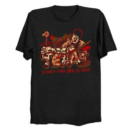 theshirtlist's tweet photo. Meat Me in Texas T-Shirt - https://t.co/Oppd0Xnq9T Leatherface t-shirt from @illproxy &amp; @goodidearyan &amp; @riptapparel for just $14! #GoodIdeaRyan #Horror #Illproxy #Leatherface #Movie #Quote #TexasChainsawMassacre #TimBirch https://t.co/xvTkGTsS7J