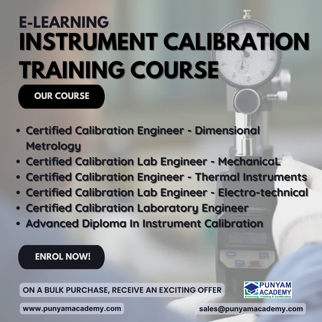 punyamacademy's tweet photo. Learn instrument calibration online by experienced laboratory engineer. Online training courses for mechanical, electrical and thermal instrument calibration. 
Find out more:-
https://t.co/KchdTtqPll

#training #engineer #electrical #mechanical #calibration #instrumentcalibration https://t.co/xRCCgdhTZr