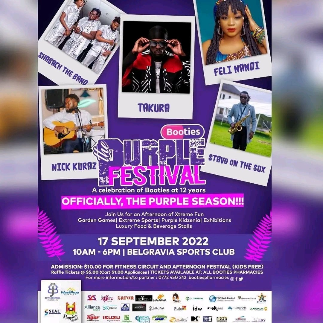 It is #purplemonth and <a href="/BootiesP/">Booties Pharmacies</a> are celebrating 12 years with a Purple Festival

Get Ready
Be There
Enjoy

#harareevents 
#varisyncplanners
#eventmarketing