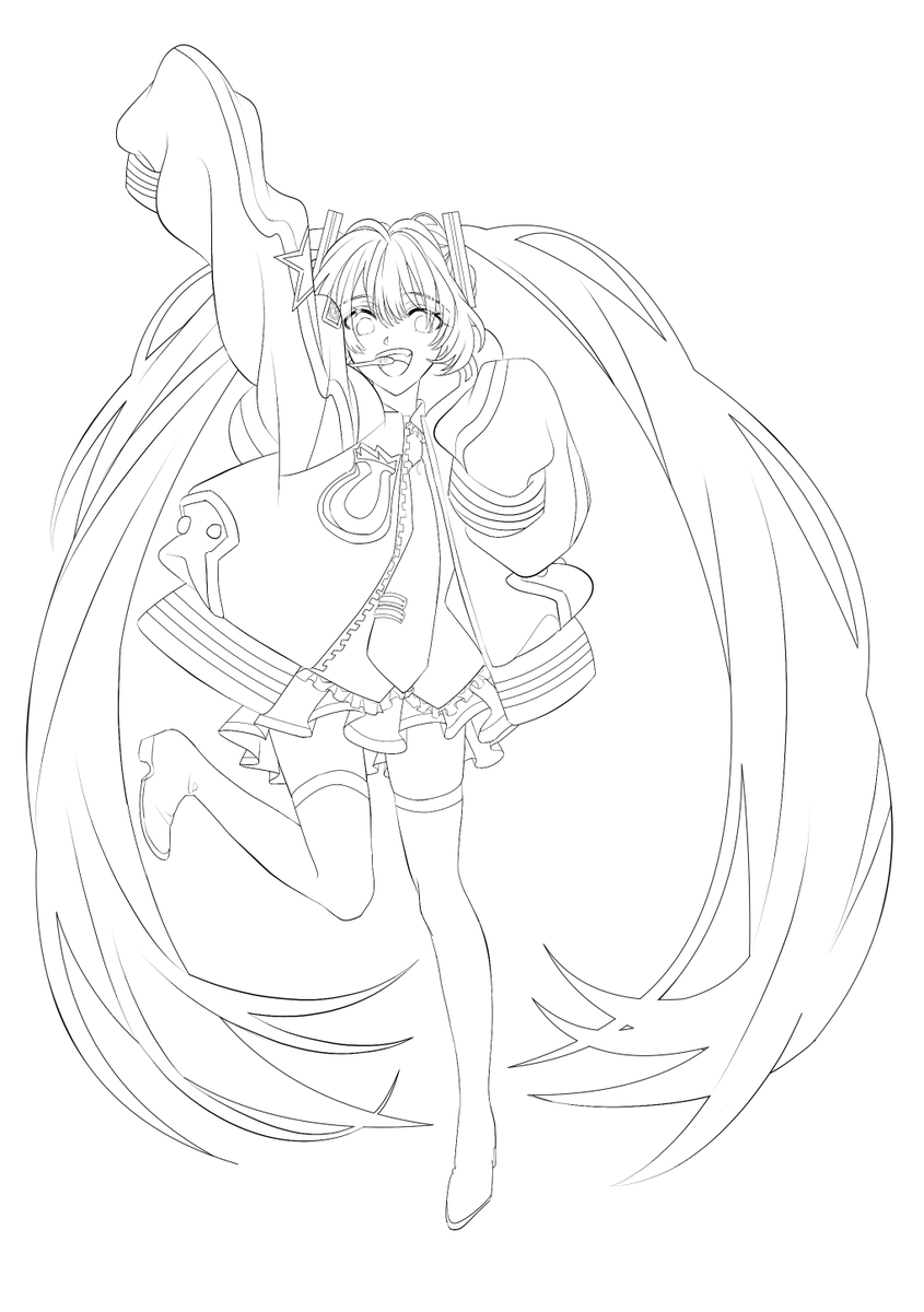 あなたのために 線画 やっとミクちゃんの線画完成…💦 頑張ったので見てやってください 塗り