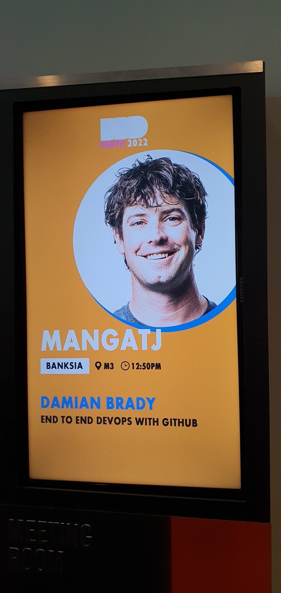 MishManners's tweet photo. We have @damovisa talking about GitHub Codespaces and Actions while tackling AV issues like an absolute boss. Good thing Codespaces works on any laptop!

Damo does lots of speaking poses so great time to get those #DDDperth bingo pics. https://t.co/RQR4xawJnO