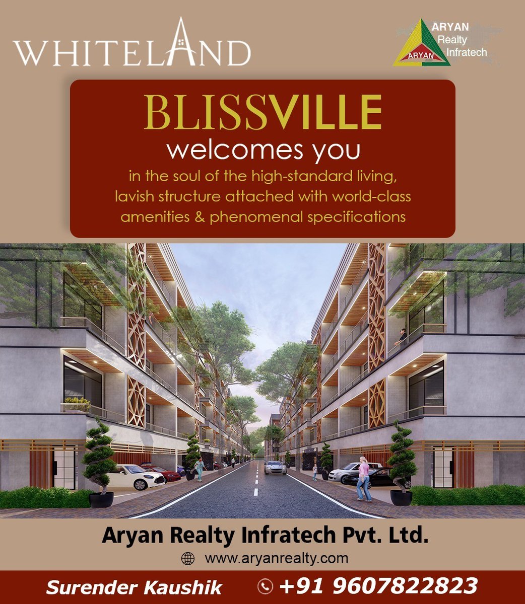 Whiteland Blissville welcomes you in the soul of the high-standard living, lavish structure attached with world-class amenities & phenomenal specifications.

#aryanrealtyinfratech #whiteland #Launches #Sector76  #luxury  #property #Gurgaon #Sector76Gurgaon #commercialproperty