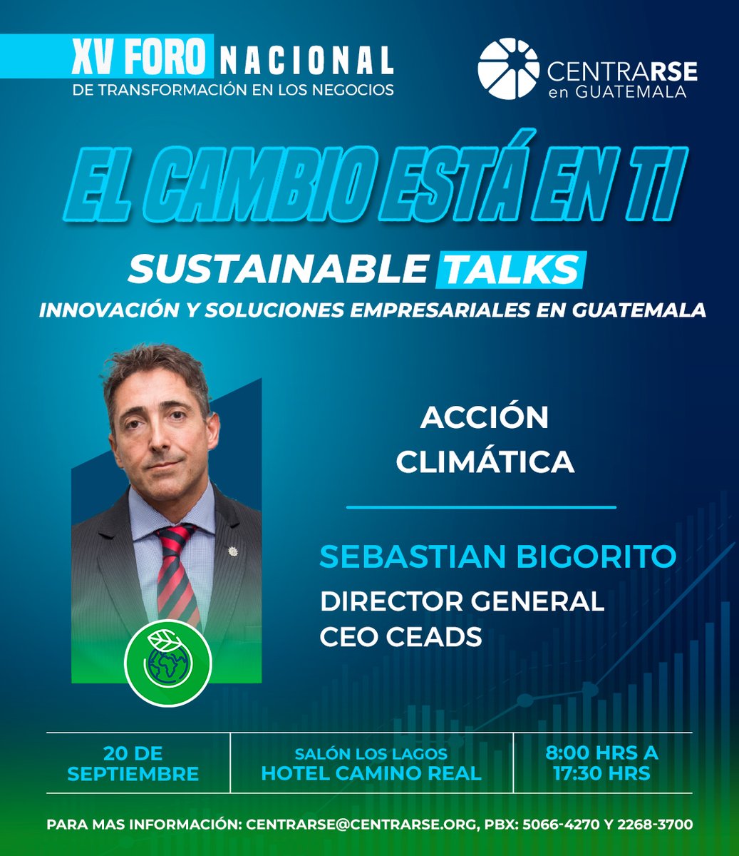 CentraRSE's tweet photo. Inscríbete en las SUSTAINABLE TALKS - Innovación y Soluciones Empresariales en Guatemala, espacios de intercambio que tienen como objetivo dar a conocer las tendencias en la Dimensión Planeta: Acción Climática.

https://t.co/ZAWsEhXfQt

#TransformaciónEnLosNegocios https://t.co/rLz9Qb7I8S