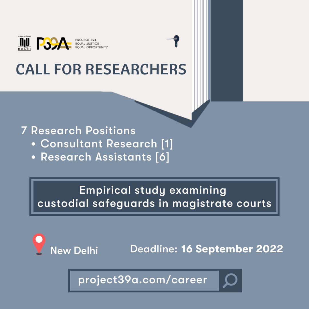 sqcircleclinic's tweet photo. Call for Researchers

Empirical, socio-legal study examining custodial safeguards in magistrate courts

Deadline - 16 Sept 2022

https://t.co/H9nMiFVbto https://t.co/wGABAeTsRN