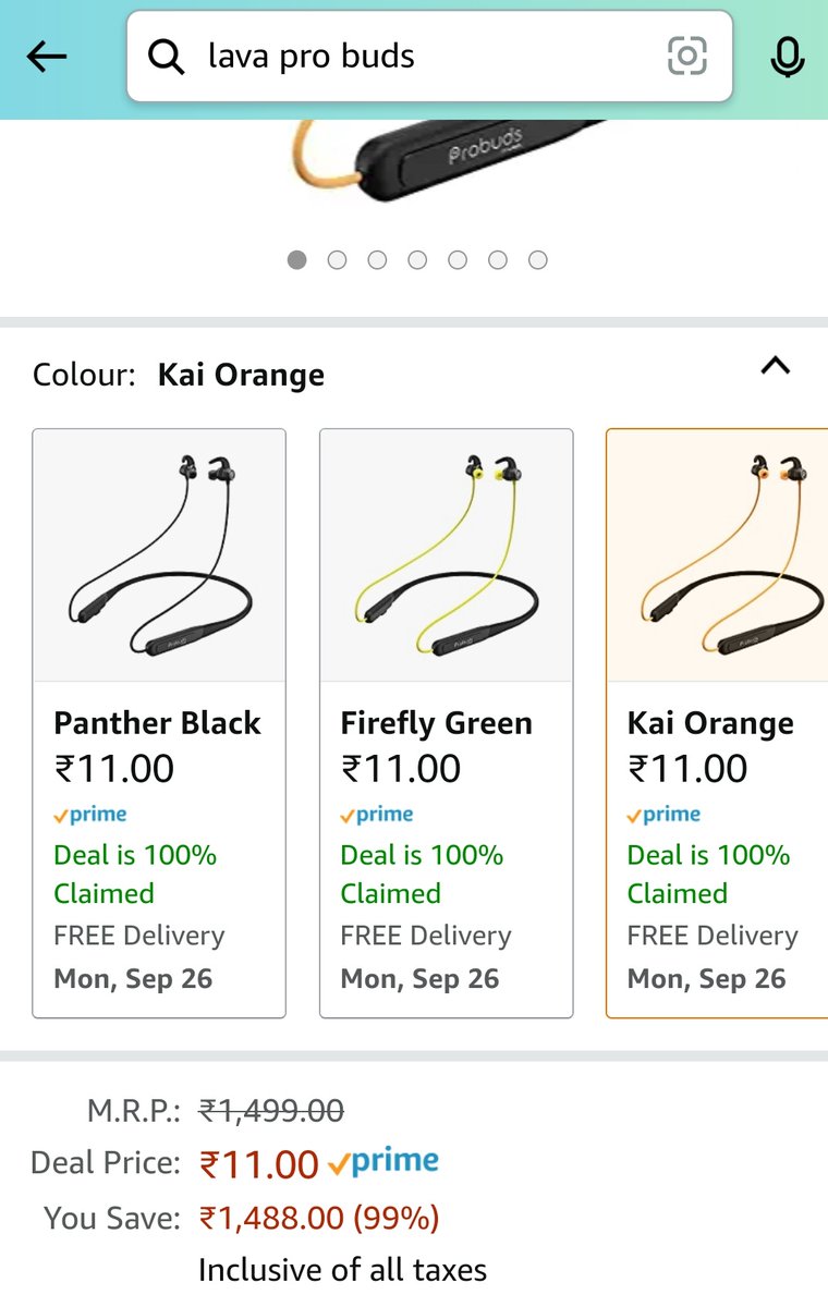 Coolkiranj's tweet photo. आज पासून 3 दिवस @amazonIN वर Lava Probuds N11 ची मस्त डील सुरू आहे. जर तुमचं नशीब चांगलं असेल तर 999 रुपयांचे Buds 11 रुपयांना मिळतात. मला तर ही डील आज मिळाली तुम्ही उद्या बरोबर सकाळी 11 वाजता नक्की ट्राय करा. 🙏🏻👍🏻 #TechTweeter https://t.co/3rw5Wqt78M