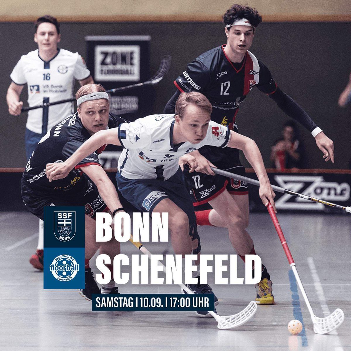 SSFDragonsBonn's tweet photo. Heute rollt der Ball endlich wieder. Wir empfangen im Eröffnungsspiel die Blau-Weißen aus Schenefeld. #fd_buli #Floorball #Bonn
➡️ https://t.co/Xi0JWmS61l https://t.co/I4ZfkPEm9K