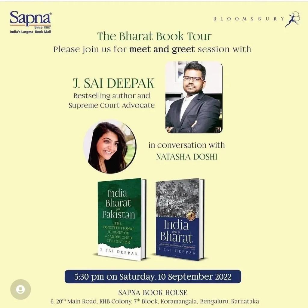jsaideepak's tweet photo. Yes. This is the book signing schedule for today in Bengaluru. #IndiaBharatAndPakistan https://t.co/hyHd48rNlK