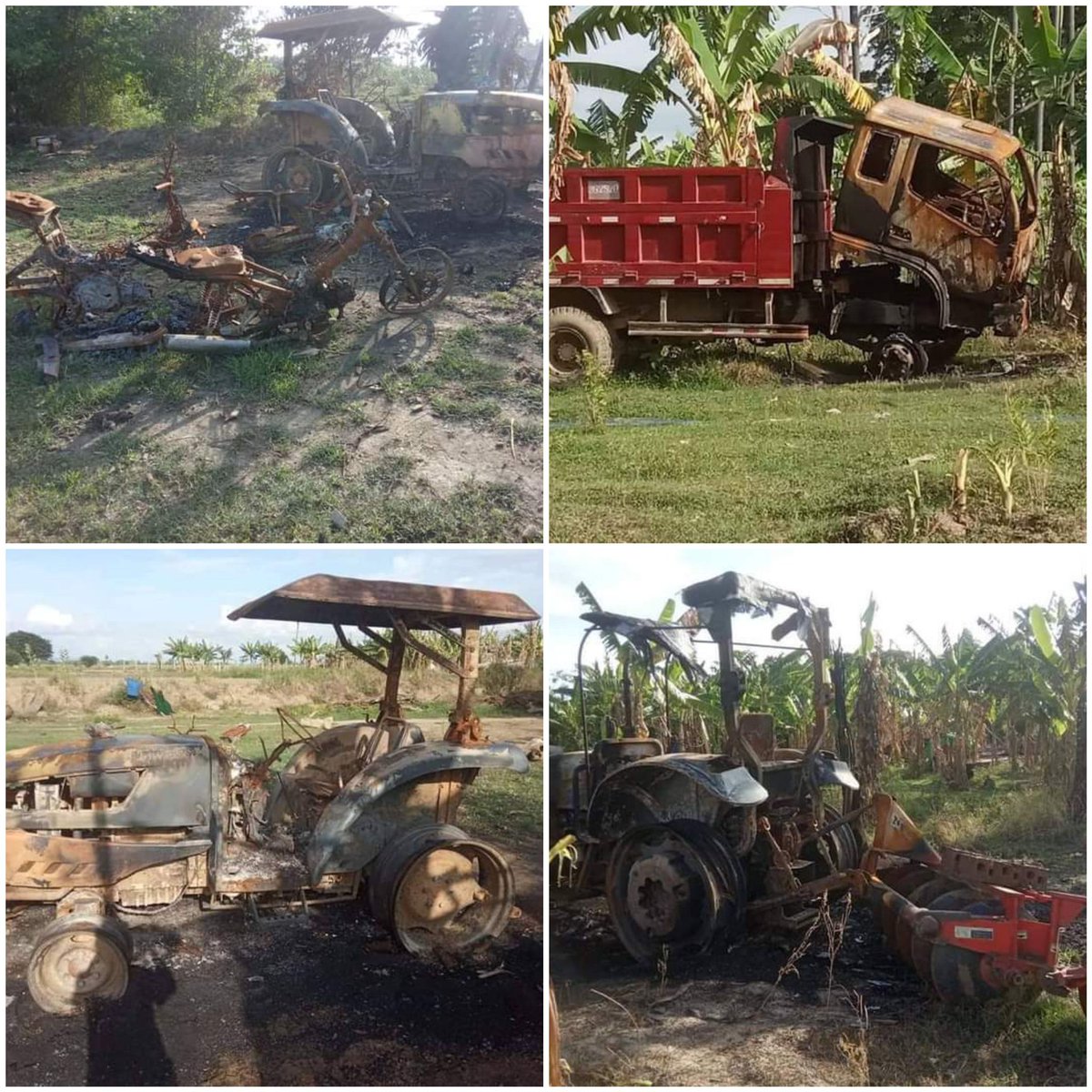 AlexMyanmar13's tweet photo. Junta troops SHOT DEAD an 11-year-old boy from Zee Kone Kyun village of Magway's Yesagyo tsp on Sep 8, for fleeing, &amp; burned his body. They also raided &amp; rampaged Zee Kone Kyun &amp; Ngatayaw villages, destroying village dispensary and burning homes &amp; farm machineries
#2022Sept10Coup https://t.co/0L1vUwWmA3