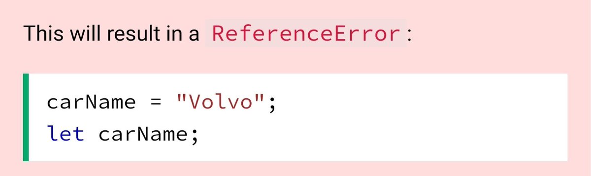 JonathanZihind4's tweet image. 7th day at #thegymrwanda , why let and not var ?
Simply because of javascript hoisting behavior, is this default javascript's behavior of moving all declaration at the top of the current scope (current script or function).@octangrp @Uwi_Rachel #javascript #javascriptdevs