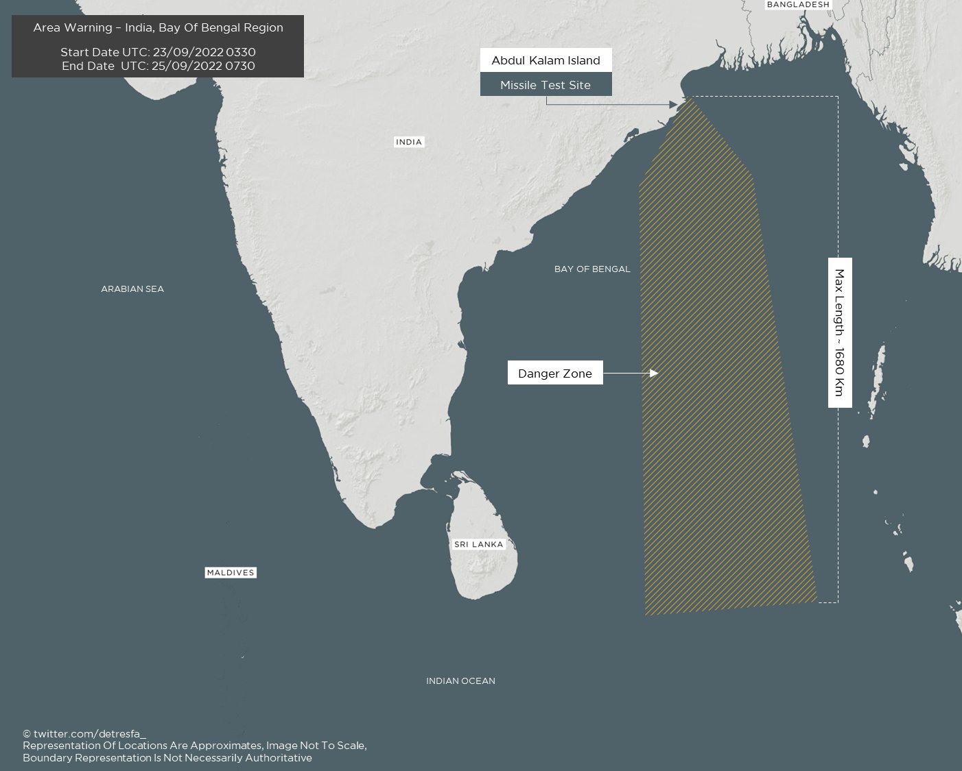 L’Inde publie un NOTAM pour un nouveau test de missile balistique – Indian Defence Research Wing