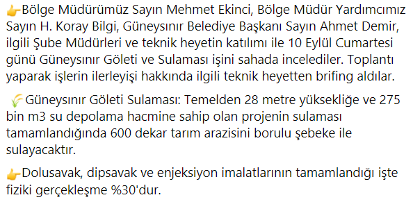 dsi_4_blgmd's tweet photo. ✅Hafta Sonu Mesaimize  Güneysınır Göleti ve Sulaması İşini İnceleyerek Başladık... https://t.co/wp4EMOlwC3