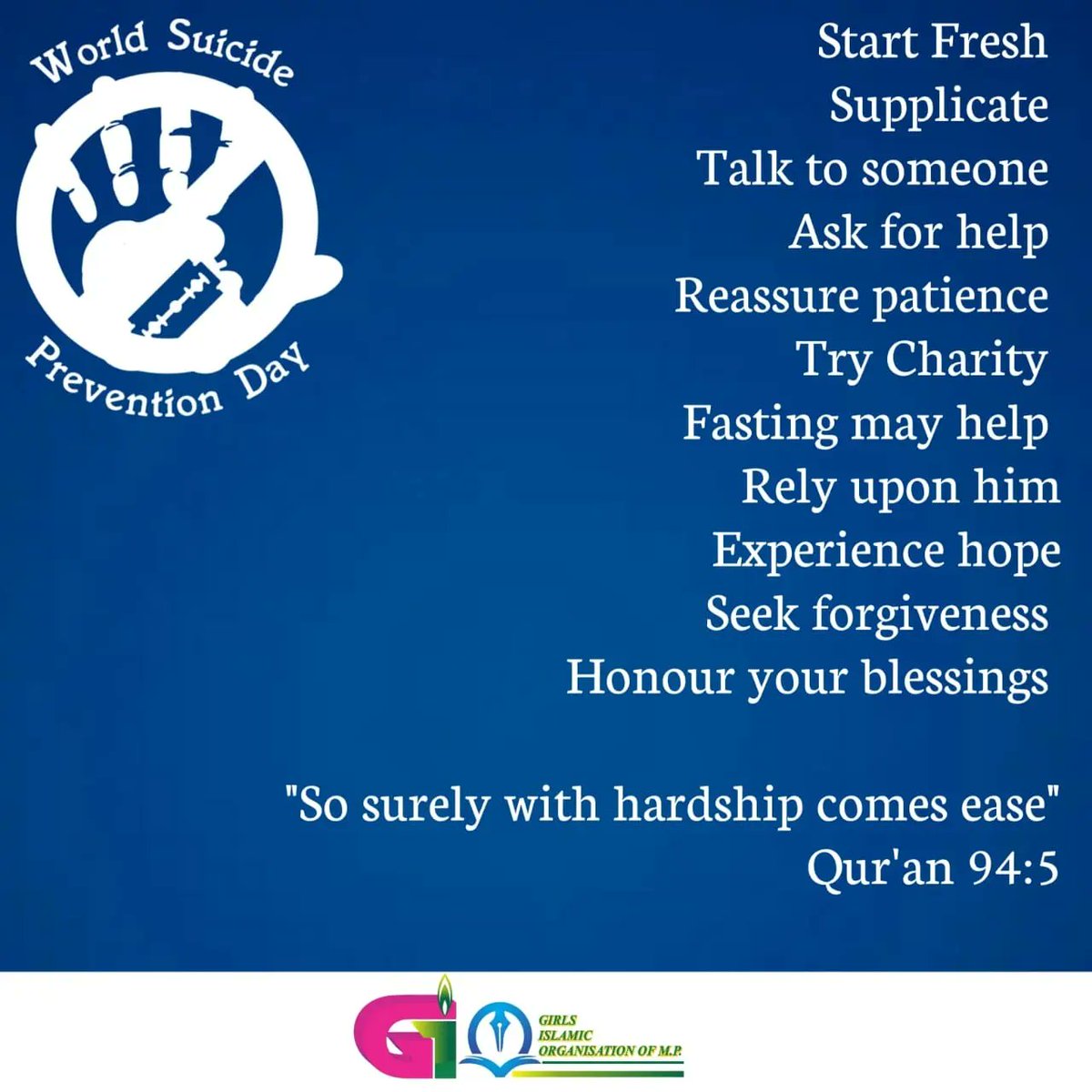 GioMadhya's tweet photo. #World_Sucide_Prevention_Day
#Start_Fresh
#10_September
#GIO_MadhyaPradesh https://t.co/wra08ncYLB