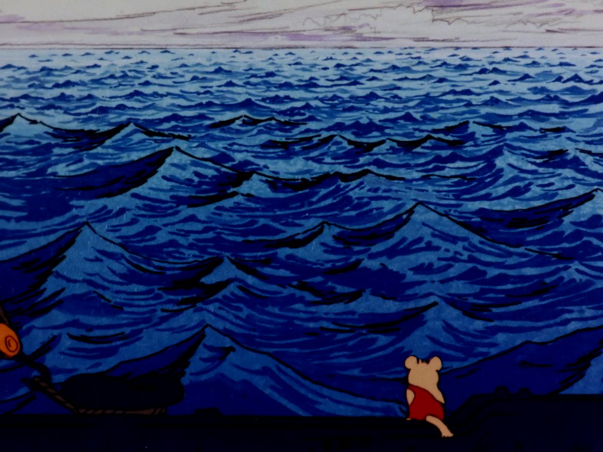 Magicmew12's tweet photo. RIP Shichiro Kobayashi, the greatest anime background artist of all time. The art director of Gutsy Frog, Gamba, Treasure Island, Castle of Cagliostro, Aim for the Ace, Cobra, Beautiful Dreamer, Angel's Egg, Touch, Utena, Berserk, Windy Tales and many many others https://t.co/HLceThFP1D