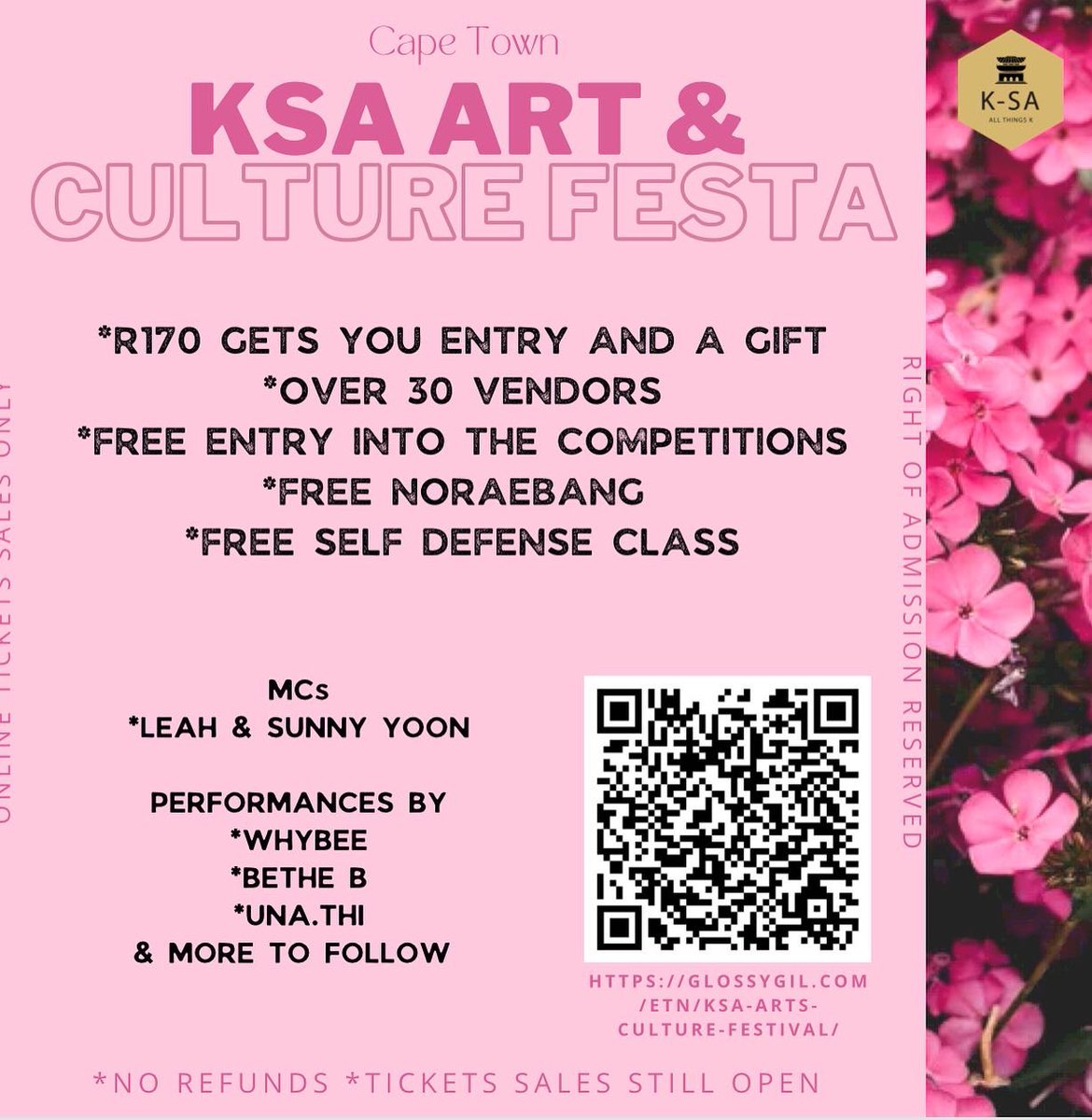 OfficialKSA_'s tweet photo. Cape Town KSA Arts and Culture Festa

Tickets can be bought at the door, but will not include a gift bag.

📣Please note venue; Vista Nova High School, Pinelands

Your order number or payfast item number works as a ticket that will allow you entrance at the event.

SEE YOU THERE! https://t.co/FjHxJer65M