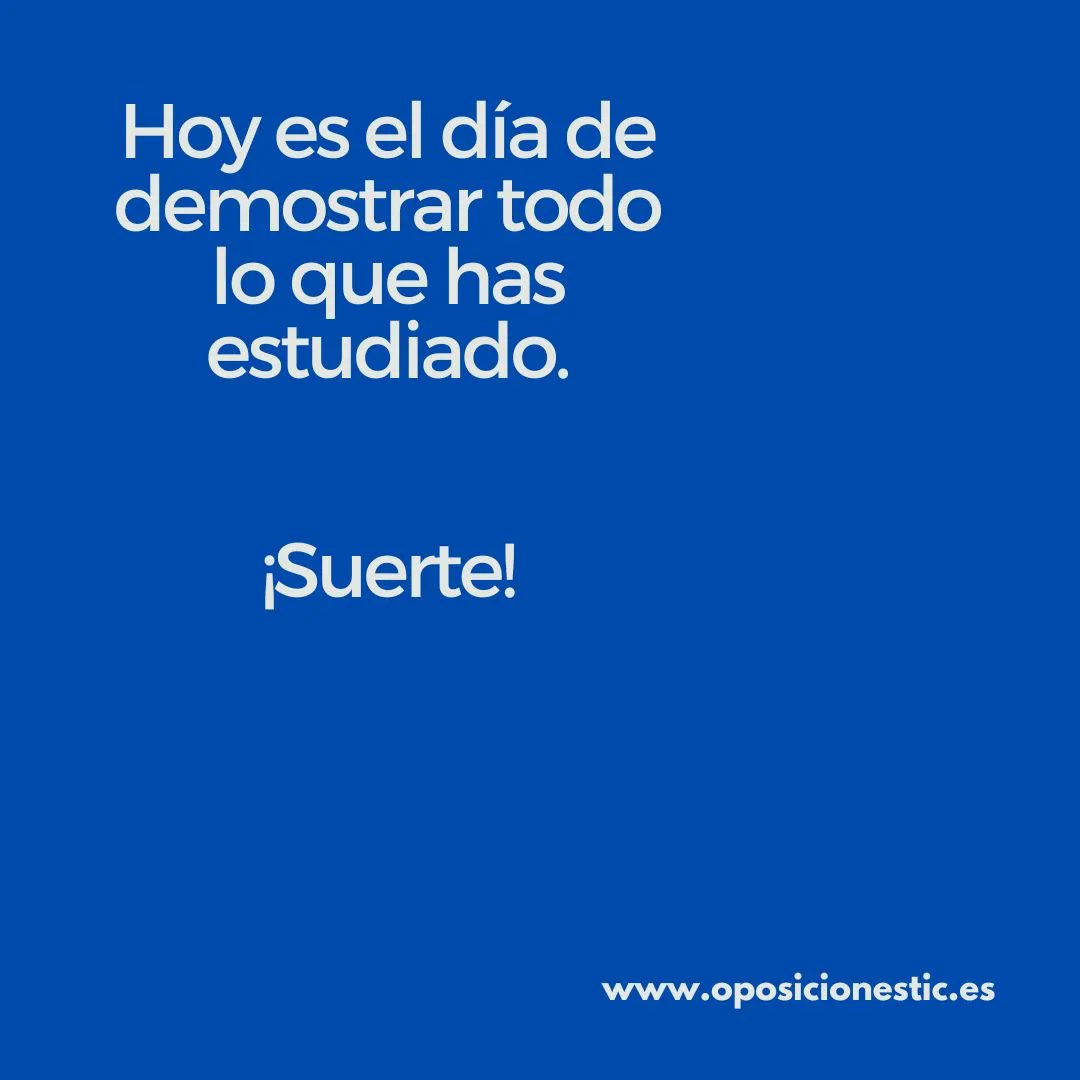oposicionestic_'s tweet photo. Muchísima suerte a todos los opositores TIC que se presentan hoy al tercer ejercicio del Cuerpo Superior TIC ¡A demostrar todo lo que sabéis! 

#sisepuede #oposicionestic #oposuerte https://t.co/HlFgNREzMr