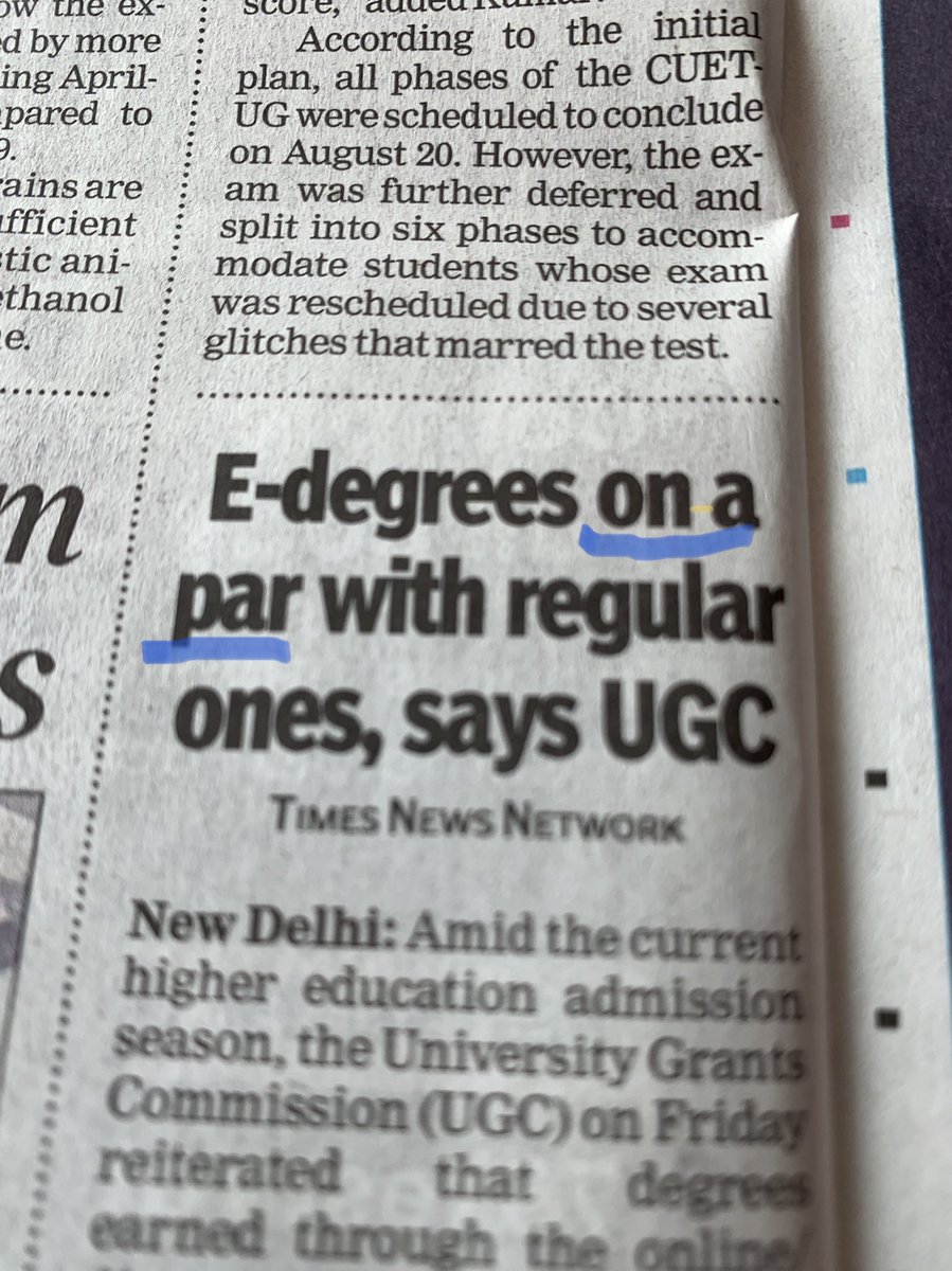 sumeetmalik462's tweet photo. Sometimes even @timesofindia get it right. #onapar not #atpar https://t.co/MqASeeBQO2