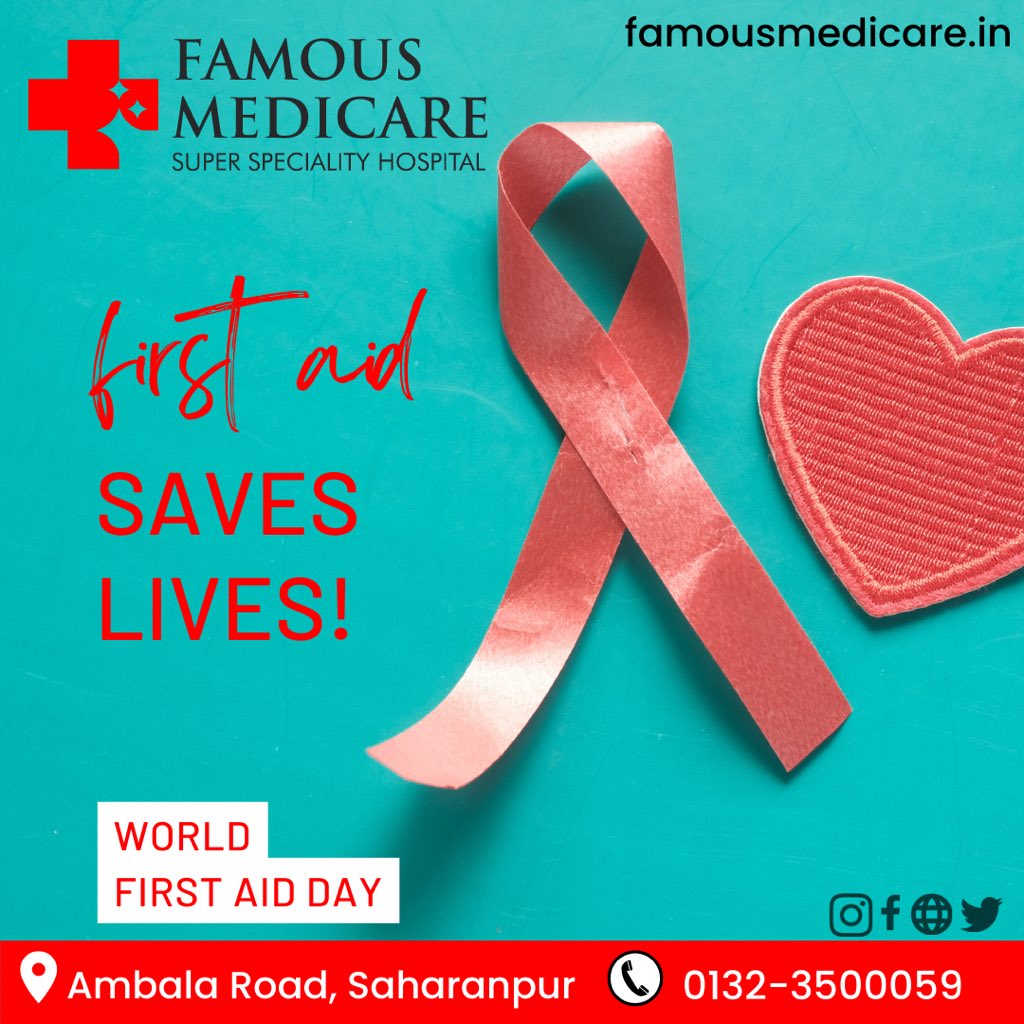 FamousMedicare's tweet photo. World First Aid Day
Taking place on the second Saturday in September every year.
We're raising awareness of how first aid can save lives.
#firstaid #cpr #firstaidtraining #training #firstaidkit #safety #emergency #paramedic #cprtraining  #medical #firstaidcourse #safetyfirst https://t.co/wMaNPgYuD1
