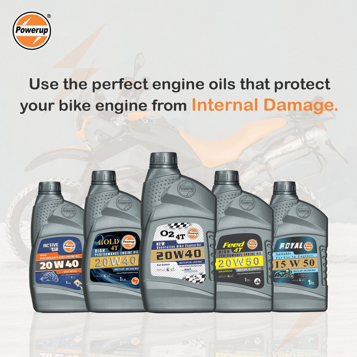PowerupOil's tweet photo. Use the Powerup engine oil to protect your bike's engine from damage!

All types of bike engine oil to keep up high engine power transfer.

#powerupoil #engineoil #bikeengineoil #bikecare #bestengineoil #lubricantoil #premiumengineoils #enginelubricant https://t.co/gooLCrwO3X