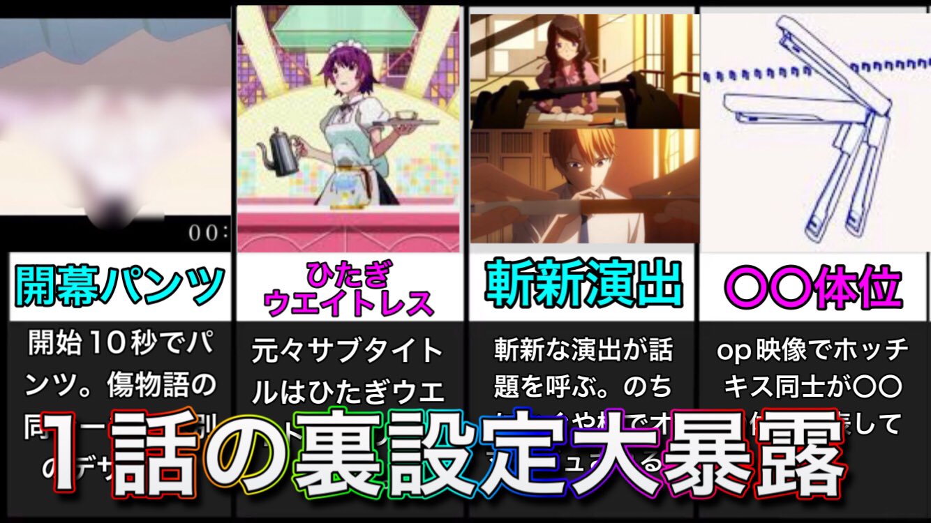 化物語研究所じゃぱないの Youtube1 4万人 これ見るとアニメ化物語1話が298倍楽しめるらしい 化物語 1話の裏設定裏話小ネタまとめ アニメ物語シリーズをより楽しめる T Co Qpajllvfi5 化物語 物語シリーズ T Co B1jvzzoxbb Twitter