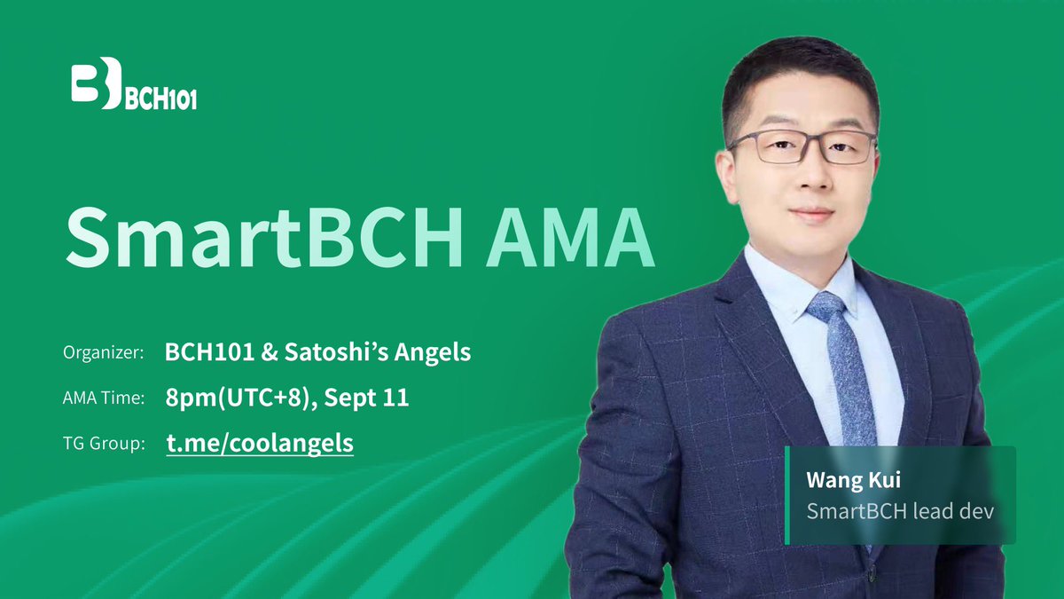 Throw your questions at t.me/coolangels to share a prize pool of $100 if the question was picked by Wang Kui during the AMA. #smartbch