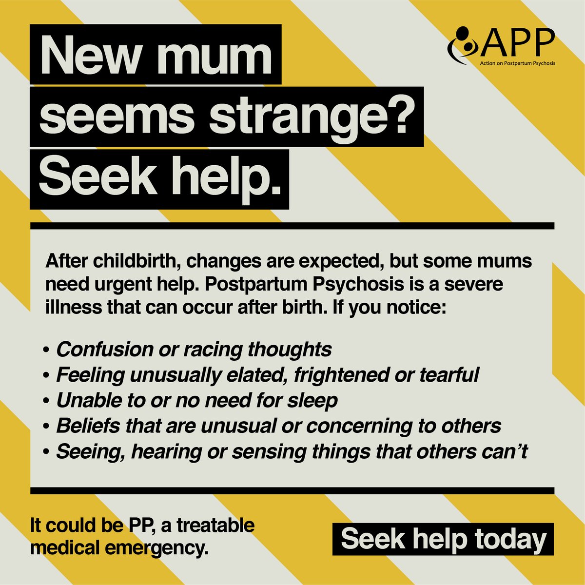 This week is Maternal Suicide Prevention Week and today is World Suicide Prevention Day.

Do you know the signs of postpartum psychosis in new mums?

[Continued in thread]

#MumWatch #MaternalSuicidePreventionWeek #MaternalSuicideAwarenessWeek #WorldSuicidePreventionDay