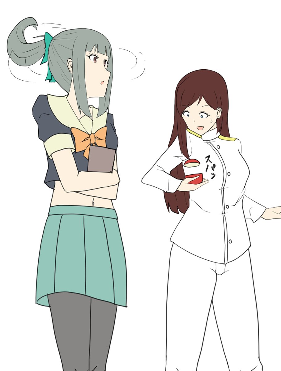 女性提督 ,夕張(艦これ) 「振り向きざまのポニテ斬撃波で持っていたリンゴが切れてしまう 」|ベルクート@艦これ絵描きのイラスト
