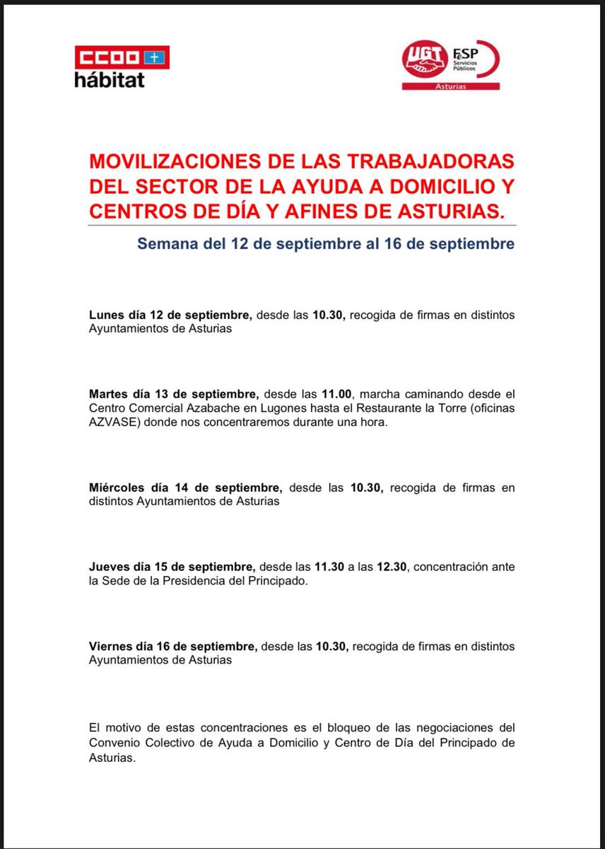 RUTA para la semana que viene...
26días Huelga
📣📣📣📣
‼️🆘️‼️
#Huelgaindefinida
#SAD
#CentrosDeDía 
#Asturias 
#conveniodignosad
#SadEnLucha