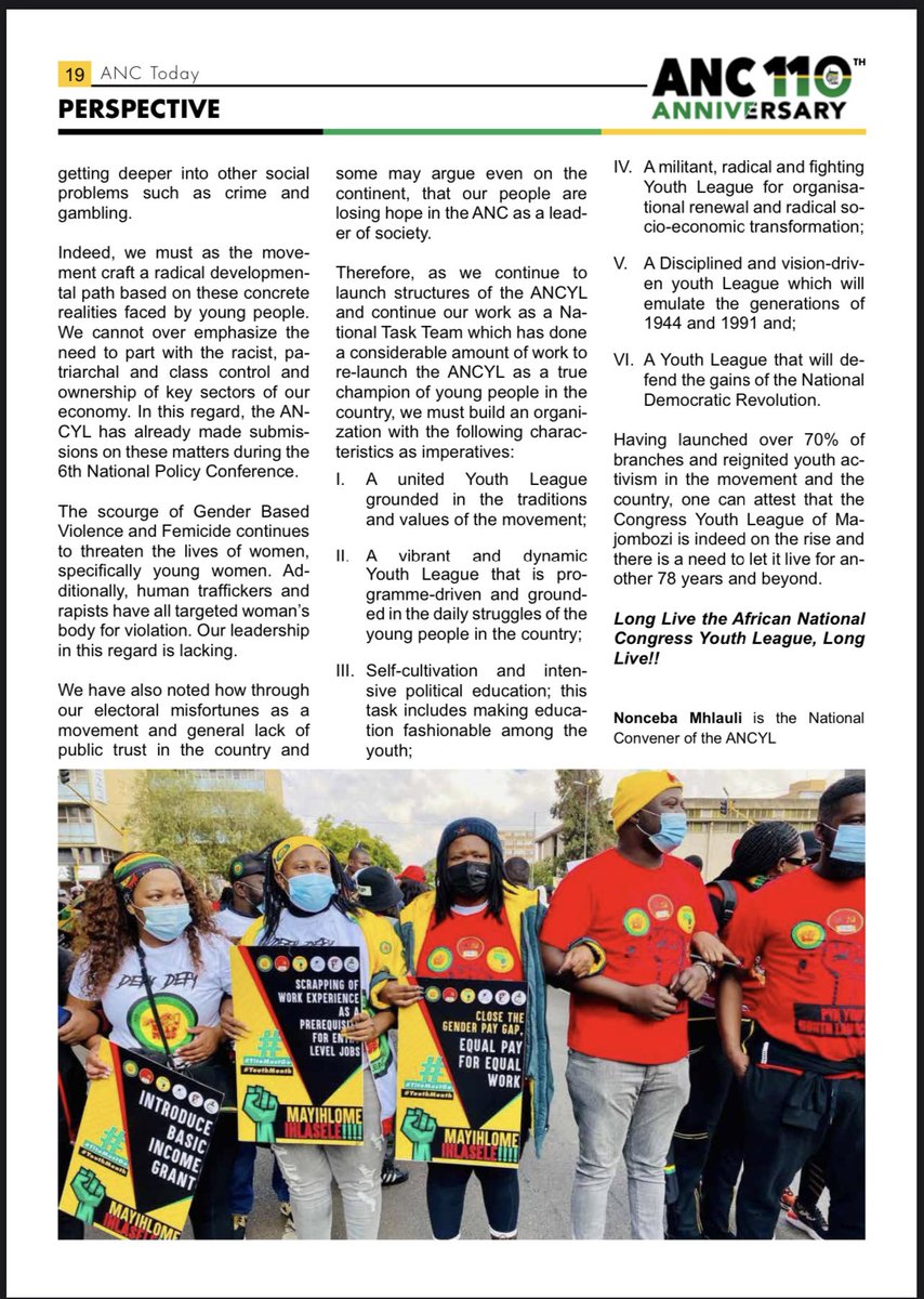 NoncebaMhlauli's tweet photo. Celebrating 78 years of Youth Activism - The Rise of the ANCYL #ANCYL78 ✊🏾🖤💚💛 https://t.co/WqWu9hGdFF