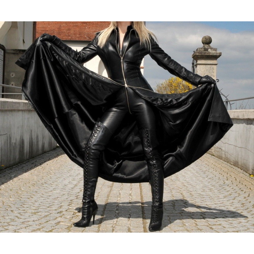 Sexy Women Full Length Victorian Black Leather Coat Buy More Women Gothic Clothing Here & Enjoy #freeshipping Women Gothic Coats are Available Here. #gothiccoat #womengothiccoat #blackleathercoat #usa thedarkattitude.com/women-gothic-b…