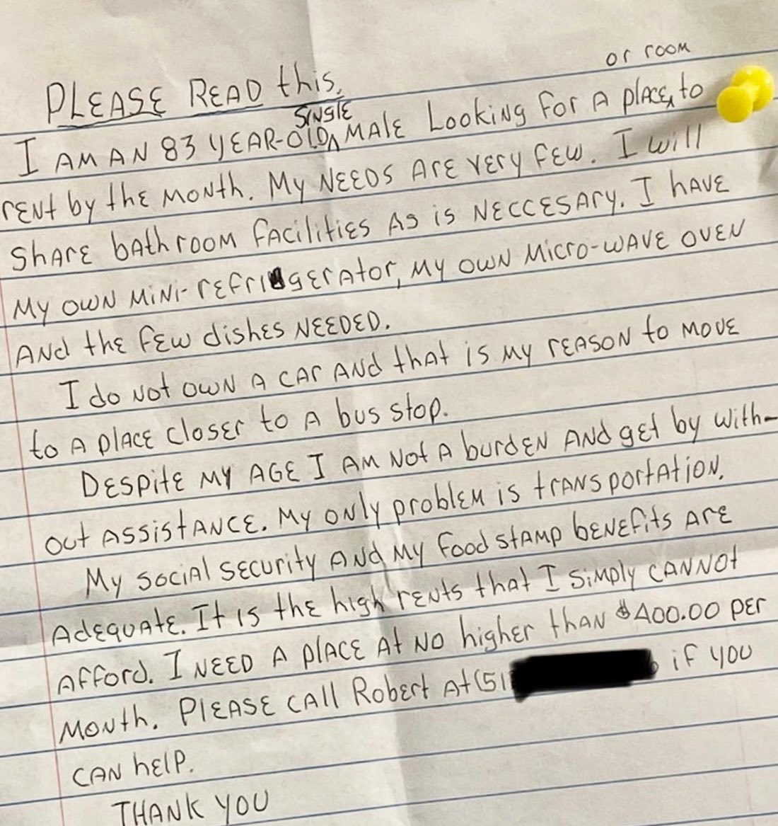 TXReasSolutions's tweet image. When senior citizens must write notes like this for housing….