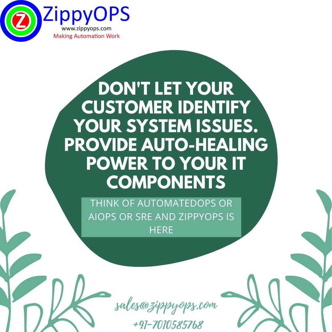 ZippyOps's tweet image. Don&apos;t let your customer identify your system issues. Provide Auto-Healing Power to your IT Components.

For more information: zippyops.com/aiops

#ZippyOPS #MakingAutomation #Linux #AIOps #AutomateOps #Rundeck