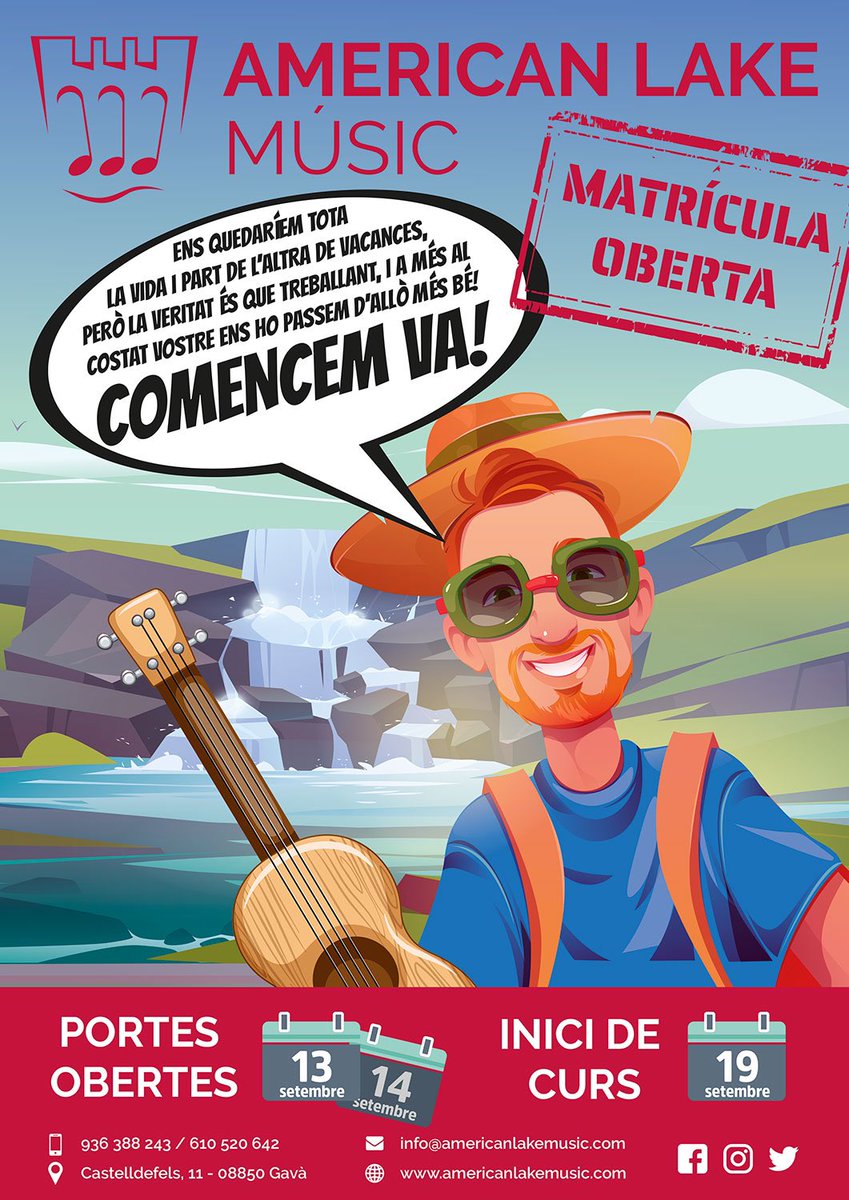 americanlakemus's tweet photo. Com? Que comencem el 19 de setembre? I primer fem portes obertes el 13 i 14 per ensenyar l’escola a tothom? Va, som-hi!!
#americanlakemuslc #comencem #19setembre #portesobertes #inicidecurs #musica https://t.co/C86FMOIrJq