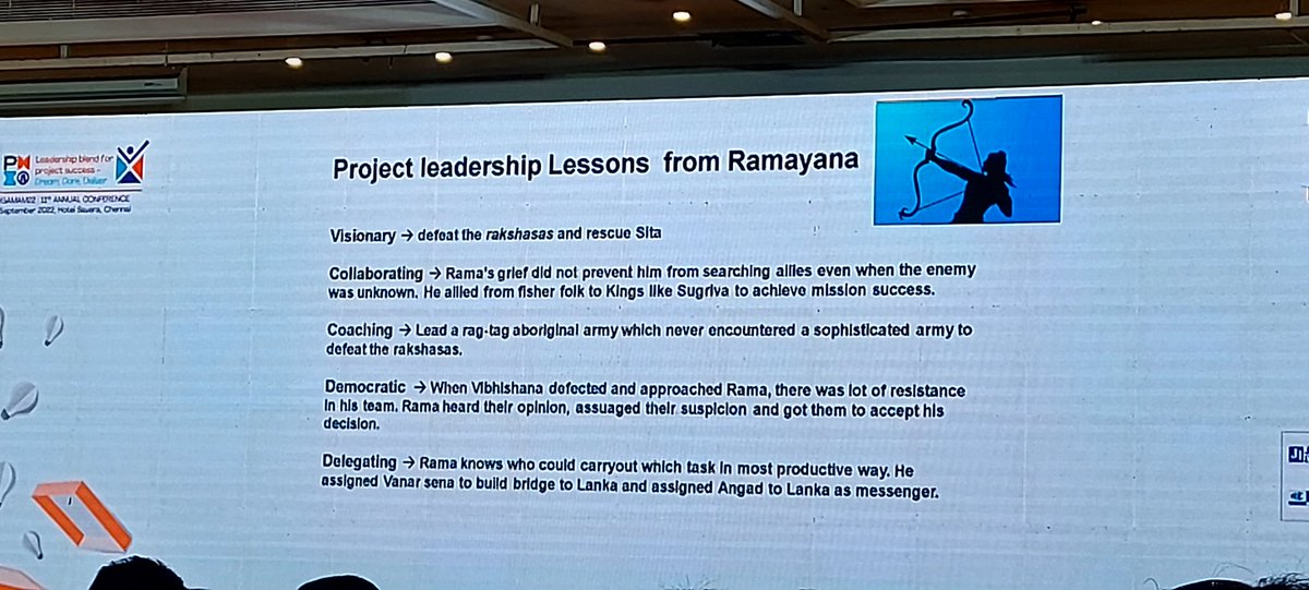 vbilay's tweet photo. Project Leadership Lessons from Ramayana by Mr. P. Radhakrishnan
#SANGAMAM22 #PMICHENNAI https://t.co/QbeSvdTd6o