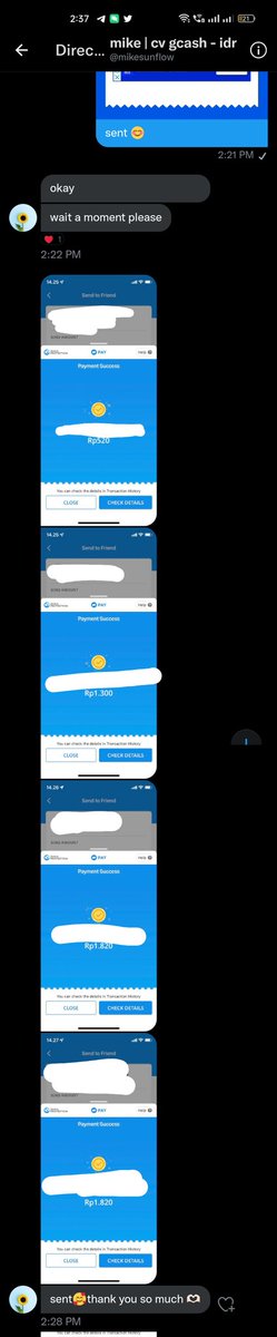 reireicart2's tweet photo. thank u for the fast transaction peso / gcash to idr @mikesunflow ! #cvmike https://t.co/EWIXzyOpIY