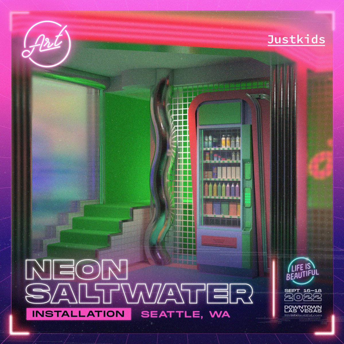 Currently in Las Vegas as an installation artist for <a href="/lifeisbeautiful/">Life is Beautiful</a> curated by @justkidsofficial 💕
Special thanks to my crew <a href="/devin_liston/">Devin Liston</a> (paint) and <a href="/seandonson/">Sean</a> (neon) who are helping produce and create my vision 🦕🌠🏞 ~ 💕to <a href="/wiseknave/">WISEKNAVE</a> too🤸🏻‍♀️