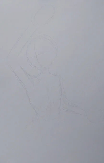 鏡音リンちゃん簡単な「あたり」が描ければ顔を描き込んでいく顔が描ければ身体や腕などを軽く下描きして…形が決まれば線を整えながら線をハッキリ描いていく#イラスト#ボカロ 