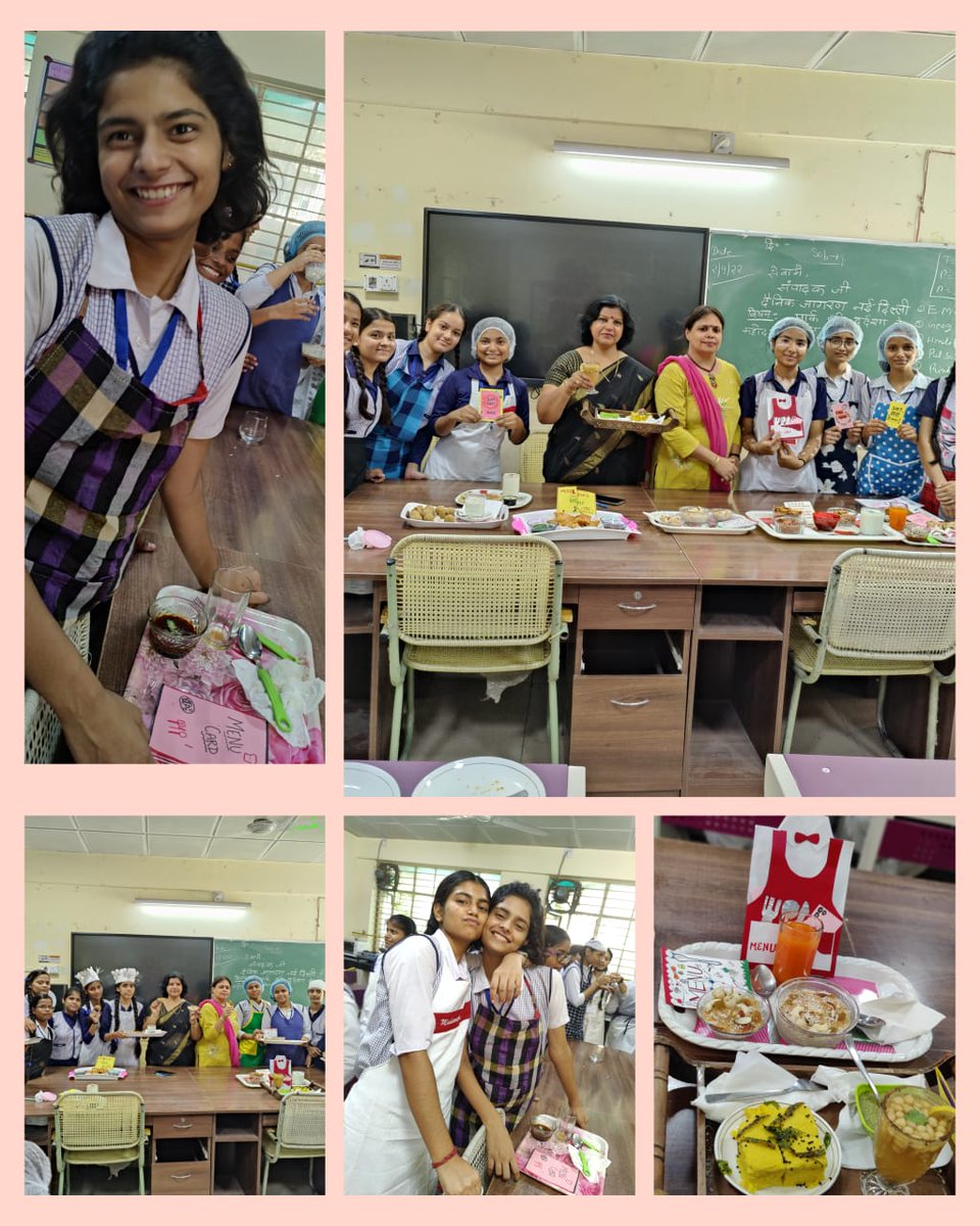 NeeruVijh's tweet image. Class XII girls enjoying #culinaryscience with spl invitee Dietitian Ms. Shalini, HOS @UshaRaj60009520 : learning to balance nutrition with taste &amp;amp; calories with fitness, secret ingredient always being luv💌 
@Dir_Education @dilli_shiksha @TalentsOfDoE @LetsTalkEdun @EMCCLASS