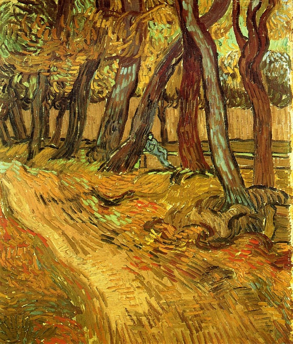 Dominiquepucini's tweet photo. "Le jardin de l'hôpital Saint-Paul avec figurine" 1889 #vangogh
#postimpressionisme #peinture https://t.co/SkQh8ULkkB