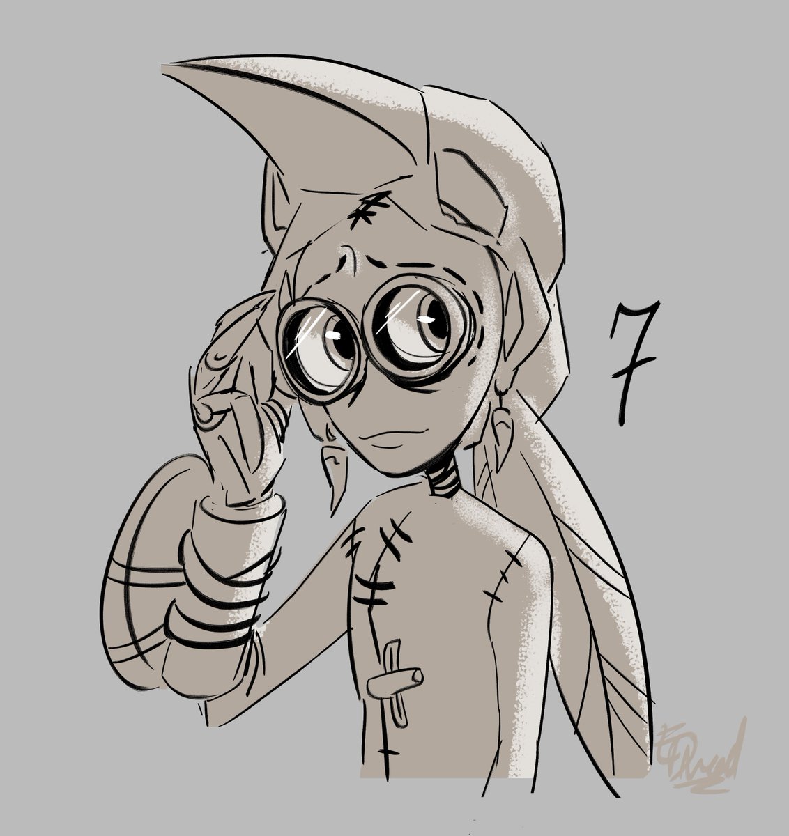 edmeadart's tweet image. A very late #9day to those who celebrate! Have a quick doodle of 7, I don't remember the last time I've drawn her. Can you believe it's been 13 years? Insane.