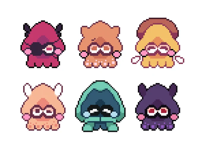 happy splatoon day i made some pixel squids 