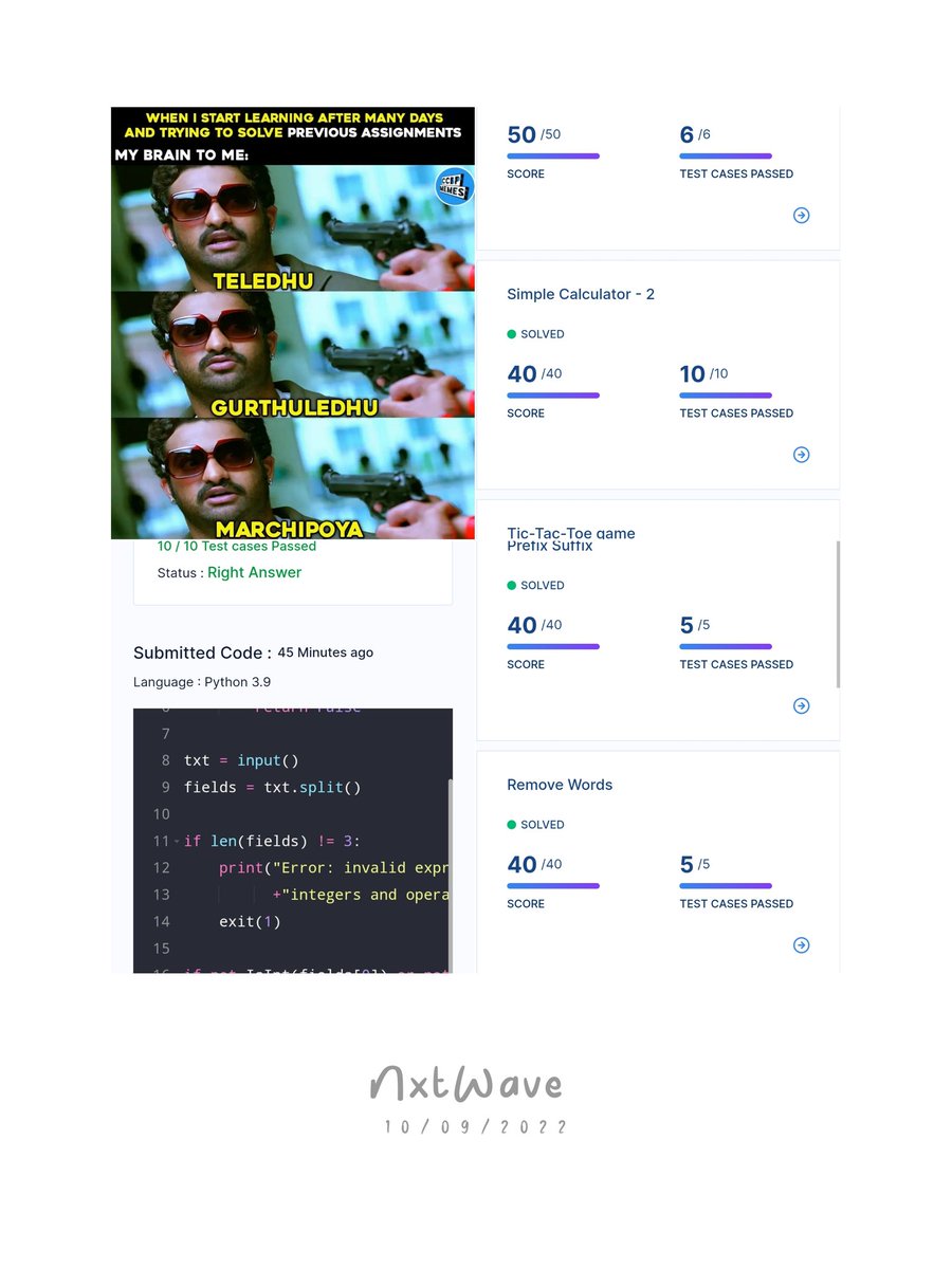 chandukuruvaa's tweet photo. Hello Folks βΊοΈ
As a Part of #flyhighchallenge I had Completed My Grand Assignment - 3 in Python π¨βπ»
Thanks to @rahulattuluri Sir, @sashankreddy07 Sir, @girishakash13 Sir and @nxtwave_tech Team π
#1hourofcode #grandassignment #pythonprogramming #consistency #ccbpacademy #ccbp https://t.co/rK6tzXrHia